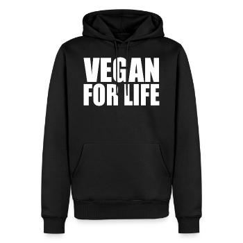 Vegan - Sweat à capuche Premium bio Homme - noir - Devant - Nico (187cm)