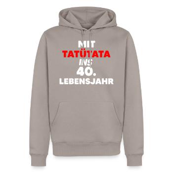 Tatütata 40. Geburtstag Feuerwehr Papa Lockdown - Männer Premium Bio Hoodie - Taupe - Vorne - Nico (187cm)