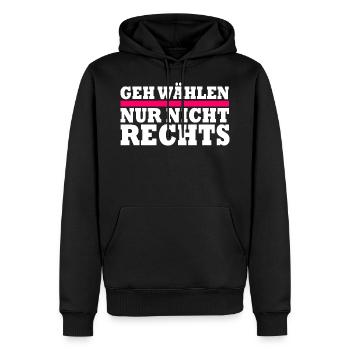 GEH WÄHLEN - Männer Premium Bio Hoodie - Schwarz - Vorne - Nico (187cm)