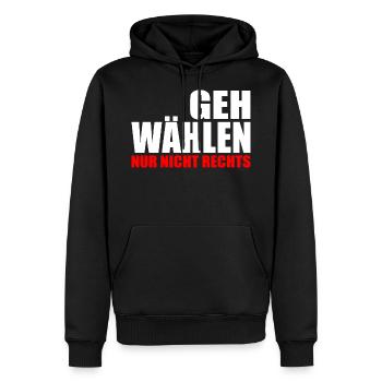 Geh wählen - Männer Premium Bio Hoodie - Schwarz - Vorne - Nico (187cm)