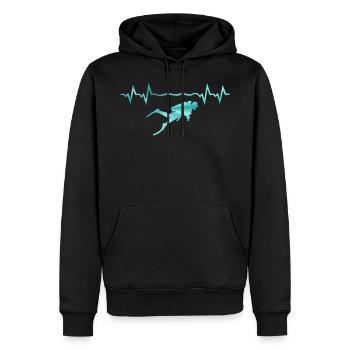Plongeur avec battement de cœur, plongée - Sweat à capuche Premium bio Homme - noir - Devant - Nico (187cm)