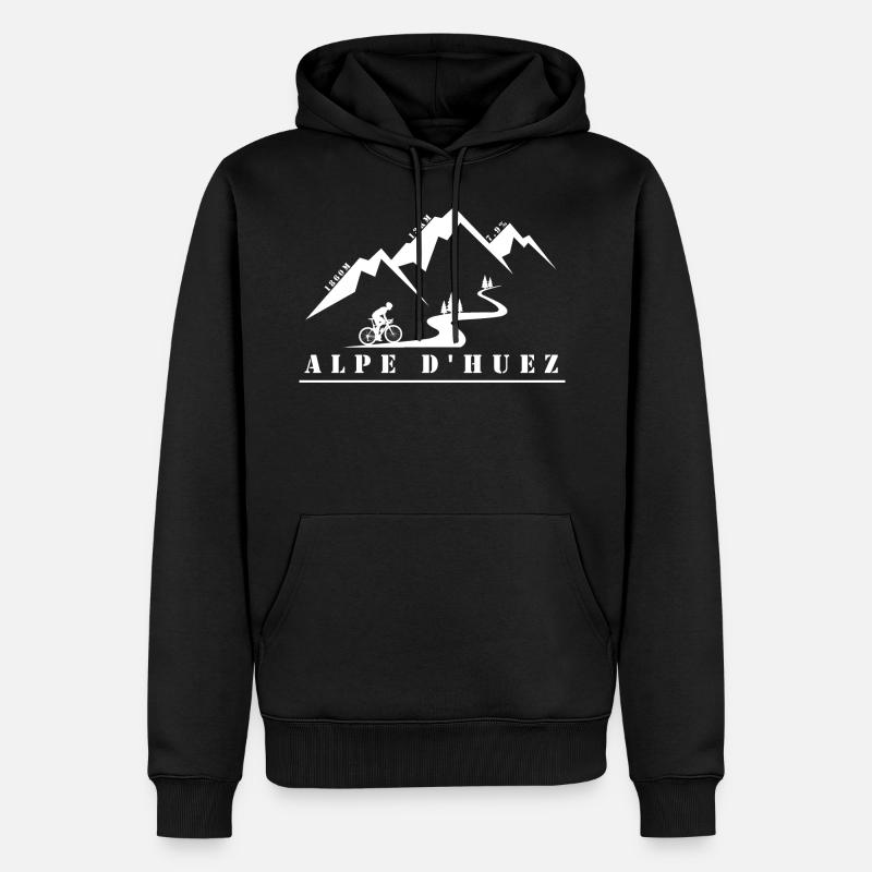 Alpe d'Huez - Felpa con cappuccio ecologica premium da uomo - nero