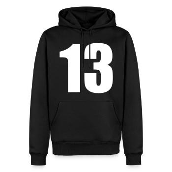 13 - Men’s Premium Organic Hoodie - black - Front - Nico (187cm)