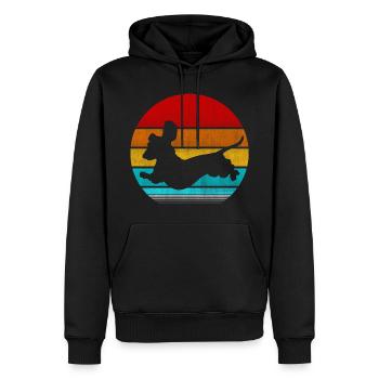 teckel rétro vinatge - Sweat à capuche Premium bio Homme - noir - Devant - Nico (187cm)