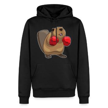 Biber Boxer Boxhandschuhe Boxen - Männer Premium Bio Hoodie - Schwarz - Vorne - Nico (187cm)