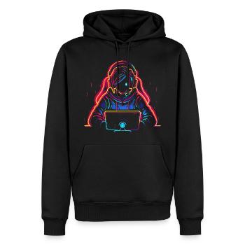 Jouez à Steamwave - Sweat à capuche Premium bio Homme - noir - Devant - Nico (187cm)