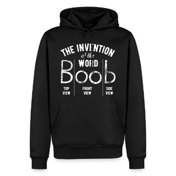 L’invention du mot boob - Fun Gift - Sweat à capuche Premium bio Homme - noir - Devant - Nico (187cm)