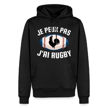 Ich kann nicht, ich habe Rugby. - Männer Premium Bio Hoodie - Schwarz - Vorne - Nico (187cm)