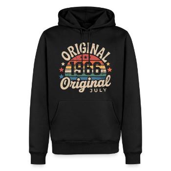 Originaler Retro-Vintage-Geburtstag im Juli 1966 - Männer Premium Bio Hoodie - Schwarz - Vorne - Nico (187cm)