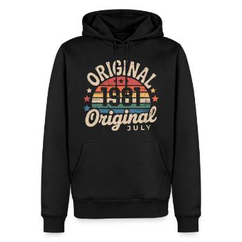 Originaler Retro-Vintage-Geburtstag im Juli 1981 - Männer Premium Bio Hoodie - Schwarz - Vorne - Nico (187cm)