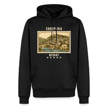 Albanien Berat Vintage Reisemarke - Männer Premium Bio Hoodie - Schwarz - Vorne - Nico (187cm)