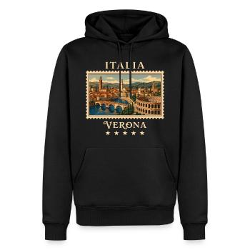 Italien Verona Vintage Reisemarke - Männer Premium Bio Hoodie - Schwarz - Vorne - Nico (187cm)