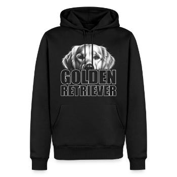 Golden Retriever Porträt mit Schriftzug - Männer Premium Bio Hoodie - Schwarz - Vorne - Nico (187cm)