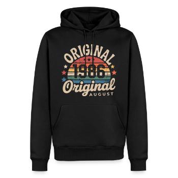 Original Août 1986 Vintage Anniversaire 1986 - Sweat à capuche Premium bio Homme - noir - Devant - Nico (187cm)