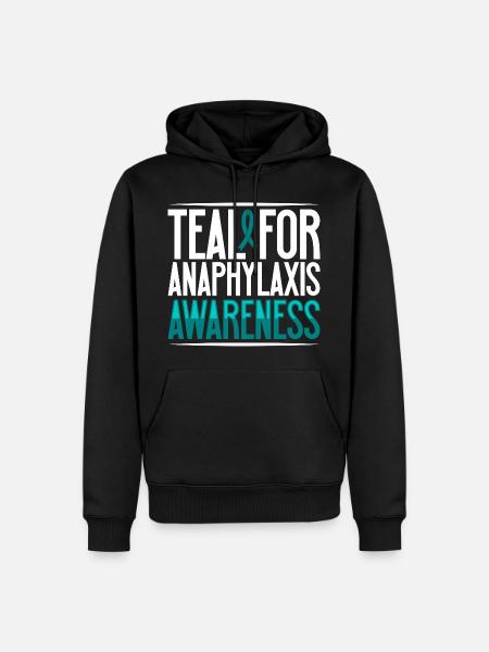 Türkis für Aufklärung - Anaphylaxie - Männer Premium Bio Hoodie - Schwarz