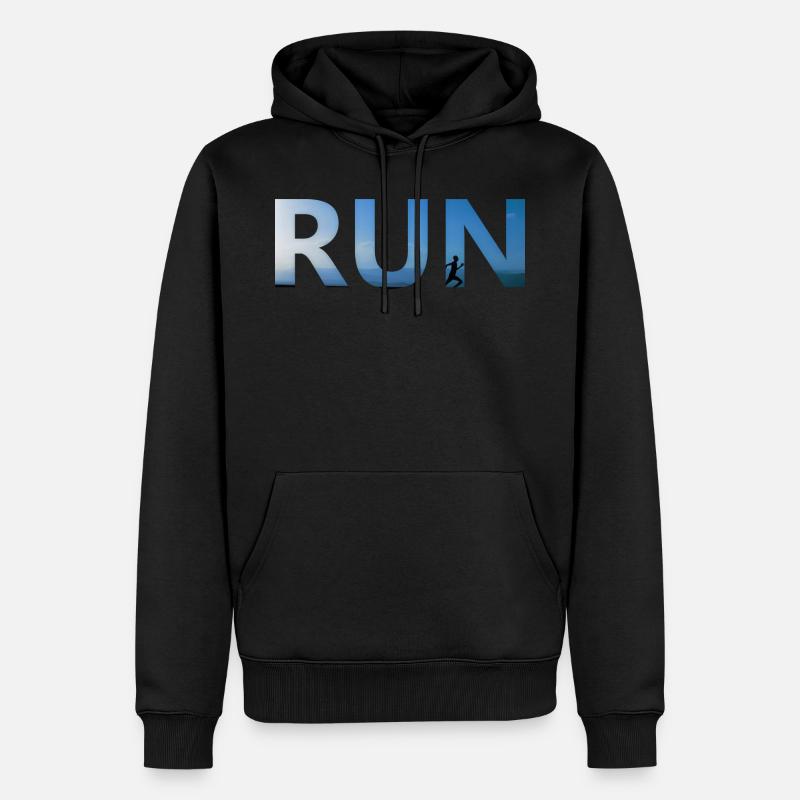 Run - Männer Premium Bio Hoodie - Schwarz