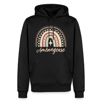 Cadeau Aménageuse. Boho Rainbow aménageuse. - Sweat à capuche Premium bio Homme - noir - Devant - Nico (187cm)