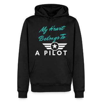 My Heart Belongs To A Pilot - Men’s Premium Organic Hoodie - black - Front - Nico (187cm)