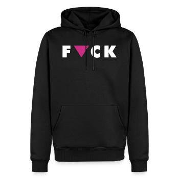 FCK gay - Männer Premium Bio Hoodie - Schwarz - Vorne - Nico (187cm)
