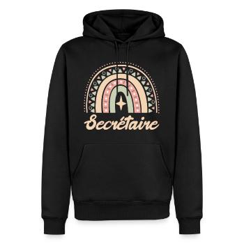 Cadeau Secrétaire. Boho Rainbow secrétaire. - Sweat à capuche Premium bio Homme - noir - Devant - Nico (187cm)