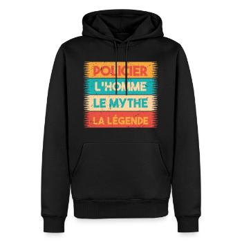 Policier, L'homme, Le mythe, cadeau policier. - Sweat à capuche Premium bio Homme - noir - Devant - Nico (187cm)