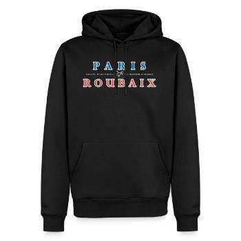 Paris Roubaix - Sweat à capuche Premium bio Homme - noir - Devant - Nico (187cm)