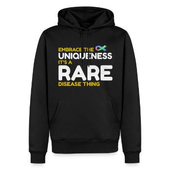 Une maladie rare unique en son genre : sensibiliser le public - Sweat à capuche Premium bio Homme - noir - Devant - Nico (187cm)