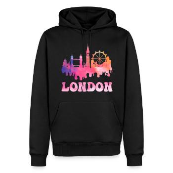 London England UK Stadt Skyline Splash Bunt - Männer Premium Bio Hoodie - Schwarz - Vorne - Nico (187cm)