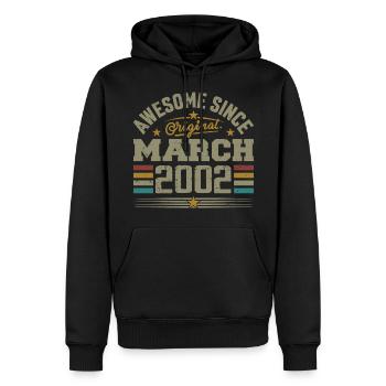 März 2002 Geburtstag Vintage Geschenkidee 2002 - Männer Premium Bio Hoodie - Schwarz - Vorne - Nico (187cm)
