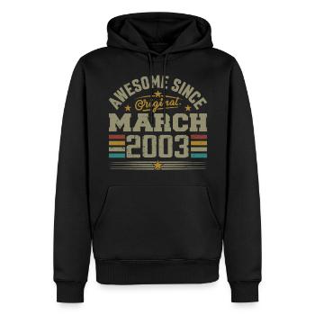 März 2003 Geburtstag Vintage Geschenkidee 2003 - Männer Premium Bio Hoodie - Schwarz - Vorne - Nico (187cm)