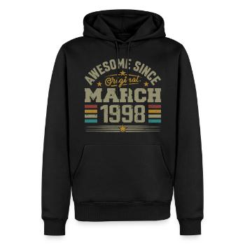 März 1998 Geburtstag Vintage Geschenkidee 1998 - Männer Premium Bio Hoodie - Schwarz - Vorne - Nico (187cm)