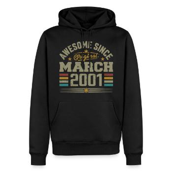 März 2001 Geburtstag Vintage Geschenkidee 2001 - Männer Premium Bio Hoodie - Schwarz - Vorne - Nico (187cm)