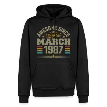 März 1987 Geburtstag Vintage Geschenkidee 1987 - Männer Premium Bio Hoodie - Schwarz - Vorne - Nico (187cm)