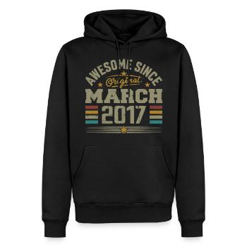 März 2017 Geburtstag Vintage Geschenkidee 2017 - Männer Premium Bio Hoodie - Schwarz - Vorne - Nico (187cm)