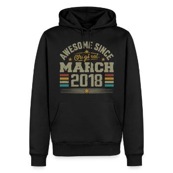 March 2018 Birthday Vintage Gift Idea 2018 - Men’s Premium Organic Hoodie - black - Front - Nico (187cm)