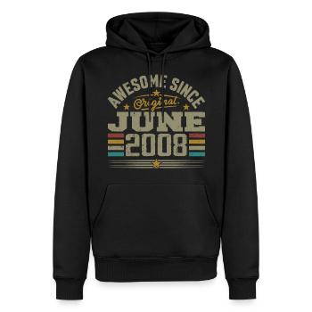 Juin 2008 Cadeau D’anniversaire Juin 2008 Juin - Sweat à capuche Premium bio Homme - noir - Devant - Nico (187cm)
