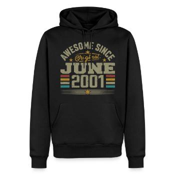 Juin 2001 Cadeau D’anniversaire Juin 2001 Juin - Sweat à capuche Premium bio Homme - noir - Devant - Nico (187cm)