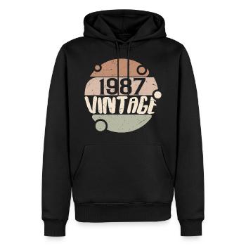 Jahrgang 1987 Retro Geschenke 1987 Jahrgang 1987 - Männer Premium Bio Hoodie - Schwarz - Vorne - Nico (187cm)