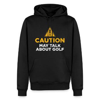 Vorsicht kann über Golf sprechen - Männer Premium Bio Hoodie - Schwarz - Vorne - Nico (187cm)