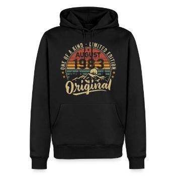 August 1983 Geburtstagsgeschenk 1983 Legenden August - Männer Premium Bio Hoodie - Schwarz - Vorne - Nico (187cm)