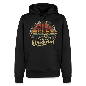 Août 1985 Cadeau Anniversaire 1985 Légendes Août - Sweat à capuche Premium bio Homme - noir - Devant - Nico (187cm)