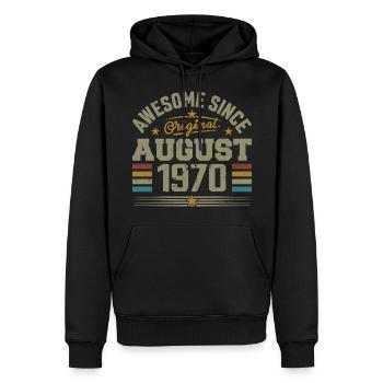 August 1970 Geburtstag August 1970 August 1970 Retro - Männer Premium Bio Hoodie - Schwarz - Vorne - Nico (187cm)