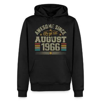 August 1966 Geburtstag August 1966 August 1966 Retro - Männer Premium Bio Hoodie - Schwarz - Vorne - Nico (187cm)