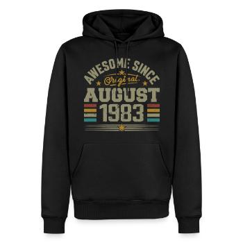 Août 1983 Anniversaire Août 1983 August 1983 Rétro - Sweat à capuche Premium bio Homme - noir - Devant - Nico (187cm)