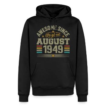 Août 1949 Anniversaire Août 1949 August 1949 Rétro - Sweat à capuche Premium bio Homme - noir - Devant - Nico (187cm)
