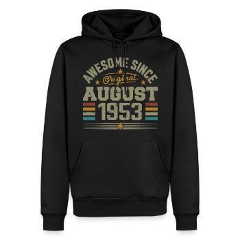 Août 1953 Anniversaire Août 1953 August 1953 Rétro - Sweat à capuche Premium bio Homme - noir - Devant - Nico (187cm)