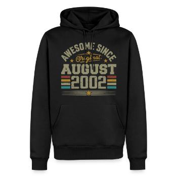 August 2002 Geburtstag August 2002 August 2002 Retro - Männer Premium Bio Hoodie - Schwarz - Vorne - Nico (187cm)