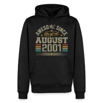 Août 2001 Anniversaire Août 2001 August 2001 Rétro - Sweat à capuche Premium bio Homme - noir - Devant - Nico (187cm)