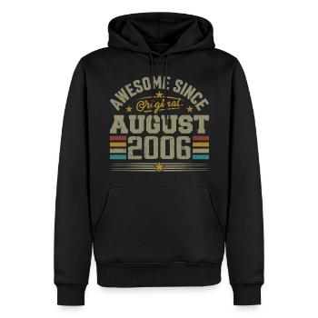 Août 2006 Anniversaire Août 2006 August 2006 Rétro - Sweat à capuche Premium bio Homme - noir - Devant - Nico (187cm)