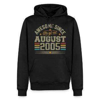 August 2005 Geburtstag August 2005 August 2005 Retro - Männer Premium Bio Hoodie - Schwarz - Vorne - Nico (187cm)